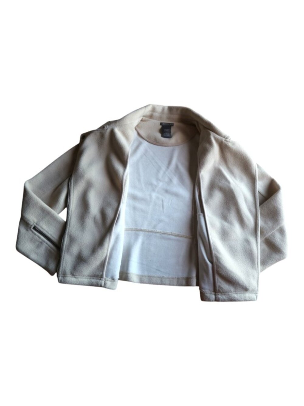 Matty M Soft Moto Jacket Cream Beige Zip Front Size L Minimalist Clean Girl EUC - Picture 9 of 11